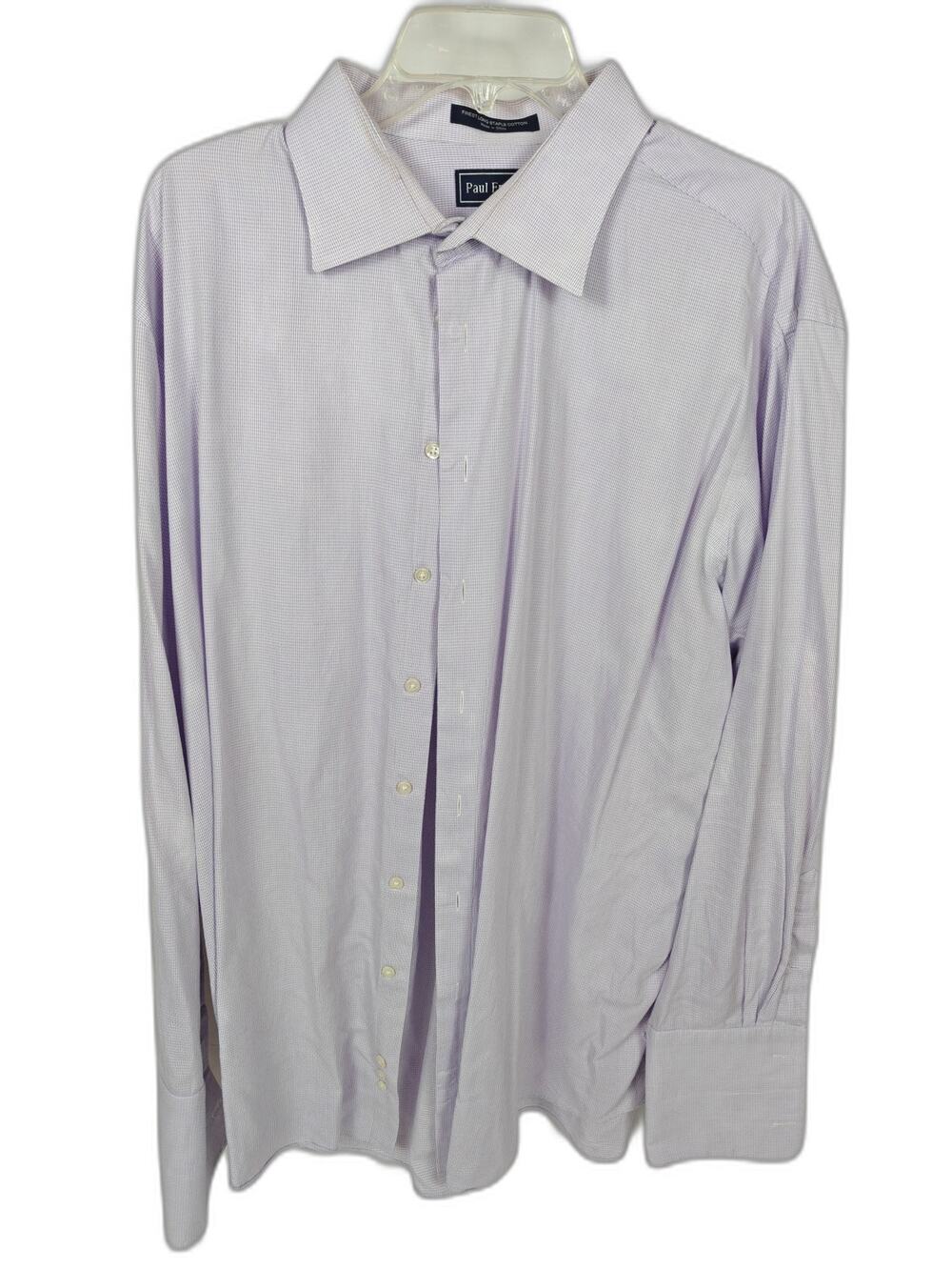 Paul Fredrick 18.5 36 French Cuff Dress Shirt Light Purple Long Staple Cotton